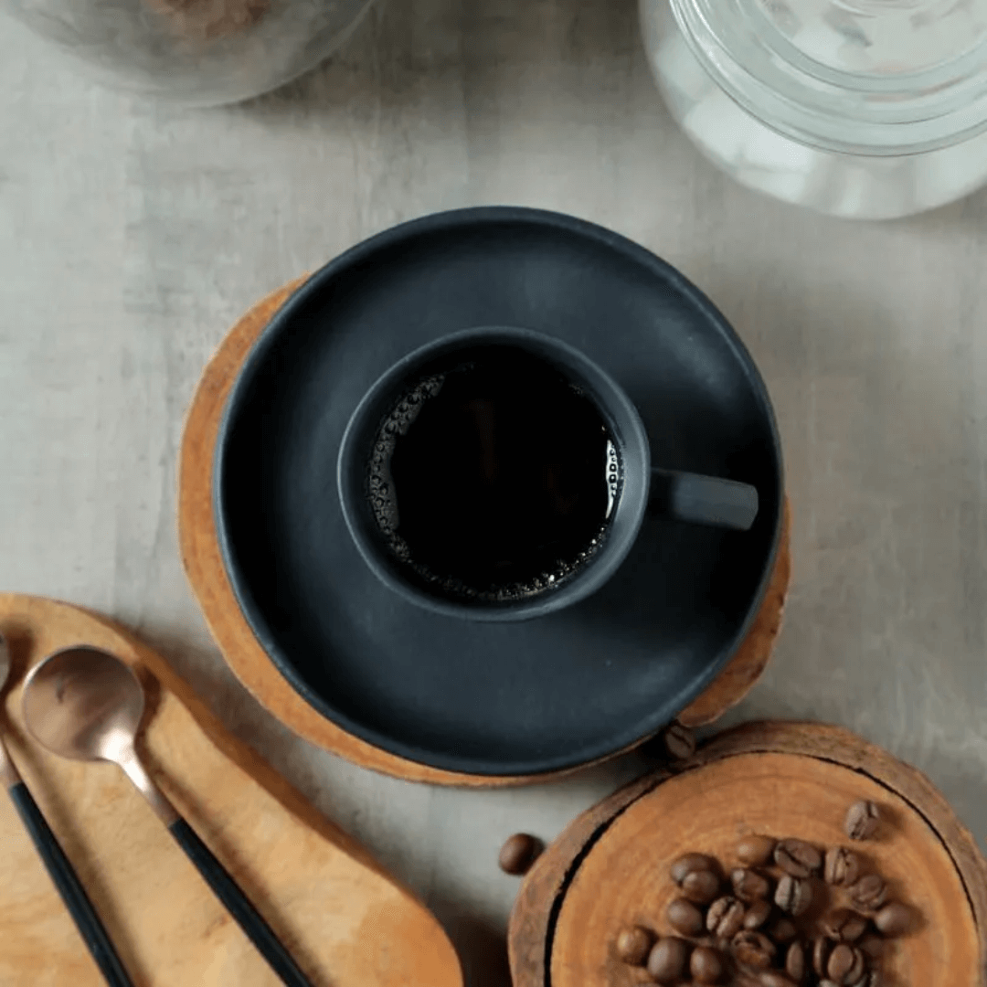 Jogo 6 Xícaras de Café com Pires Bio Preto Matte 120ml
