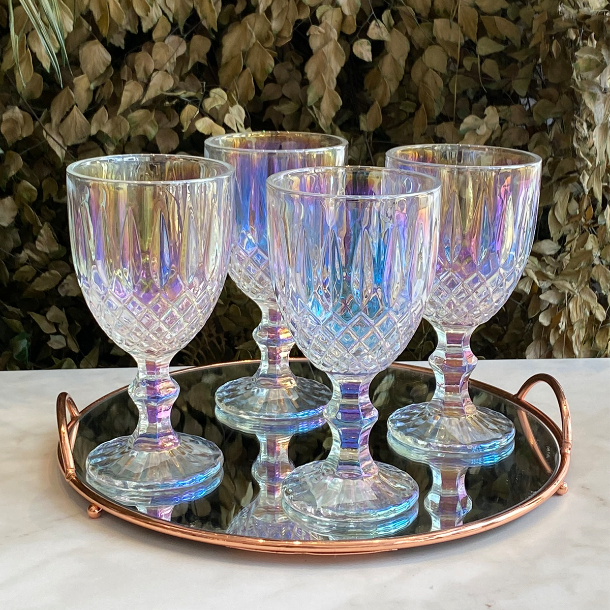 Taça Vidro para Água Greek Rainbow Furta-Cor - 320 ml