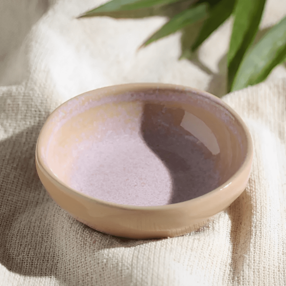 Bowl Ramequim Cerâmica Orgânico Litchi Rosa 9cm