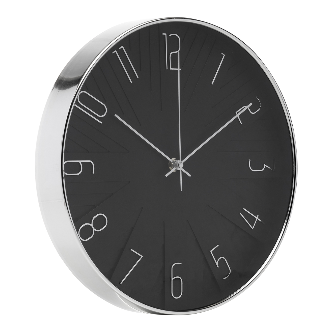 Relógio de Parede Plástico Modern Preto 30,5cm