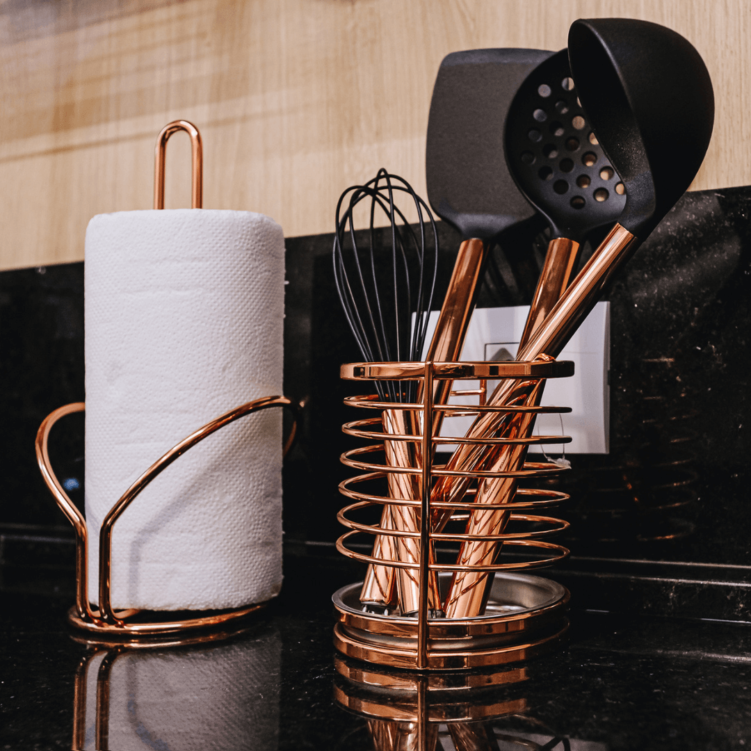 Suporte para Utensílios e Talheres Rose Gold Luxo