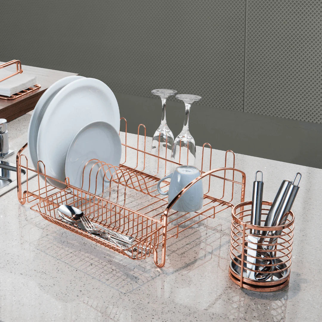 Escorredor de louças em Aço Rose Gold