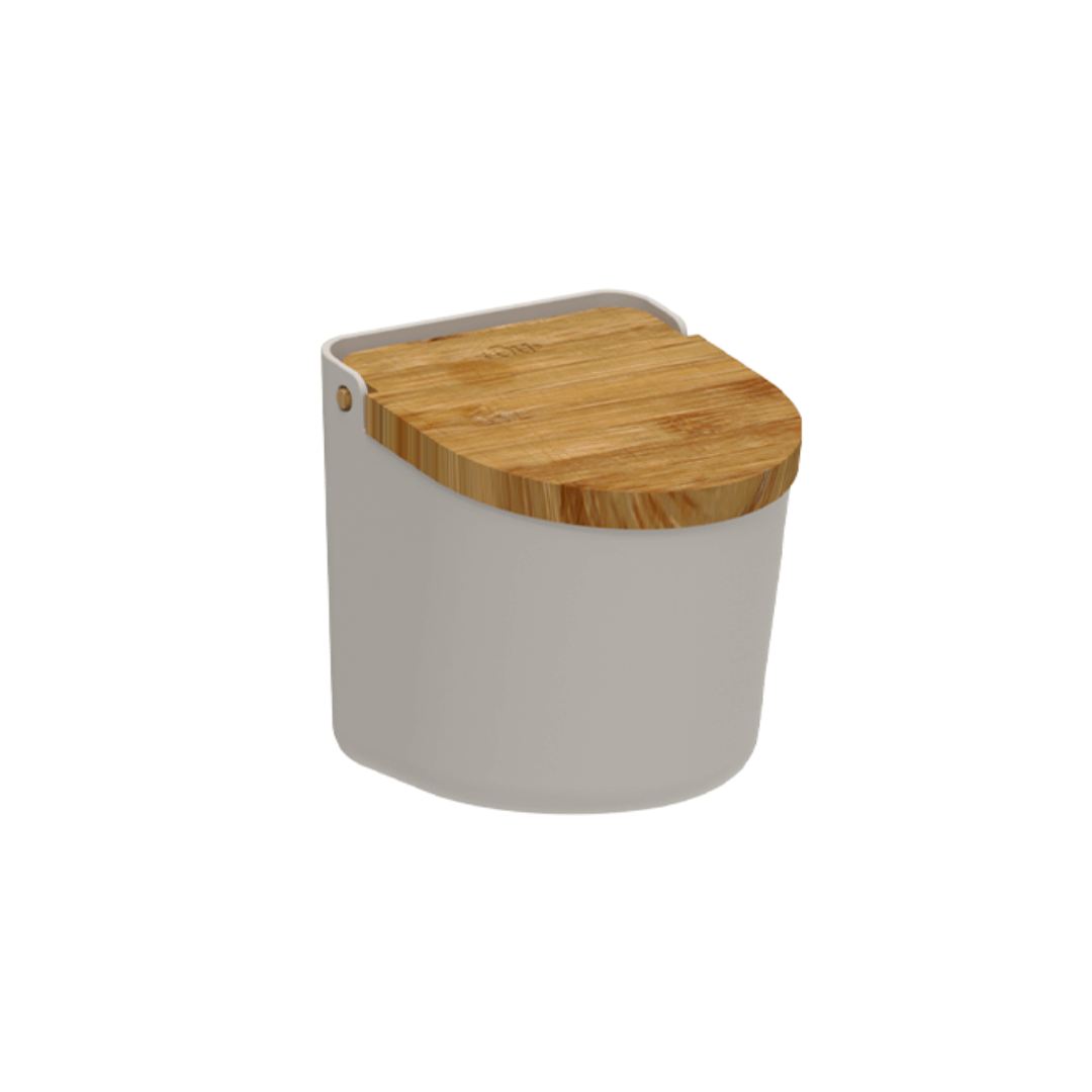 Saleiro Lume Bege com Tampa de Bambu Bege 500g