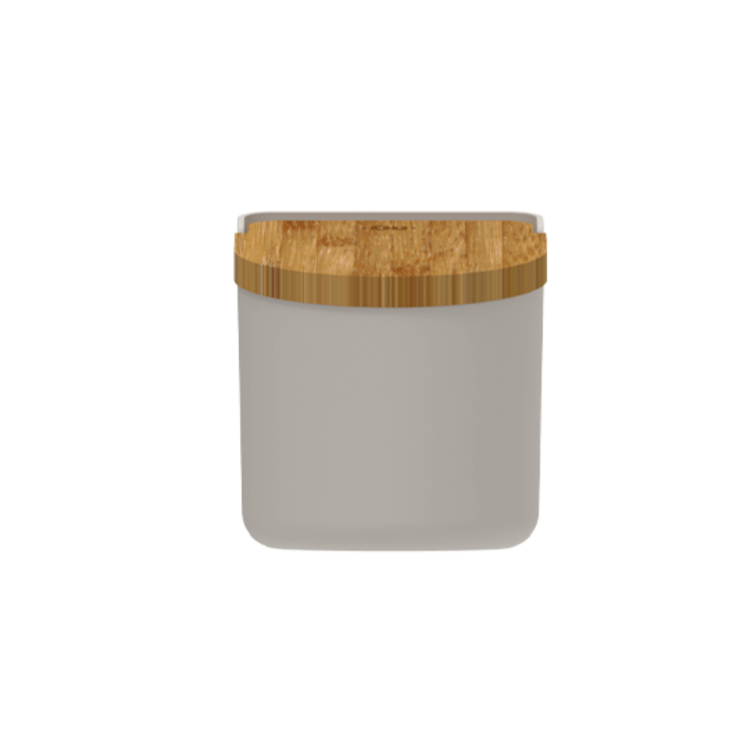 Saleiro Lume Bege com Tampa de Bambu Bege 500g