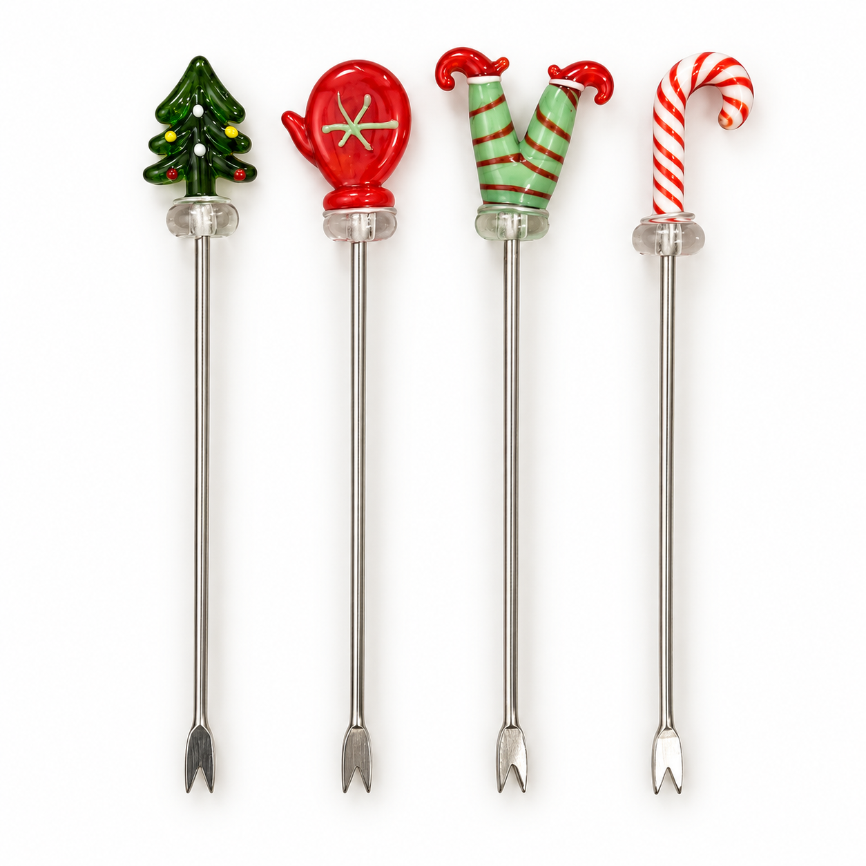 Jogo 4 Garfinhos para Aperitivo Natal Verde