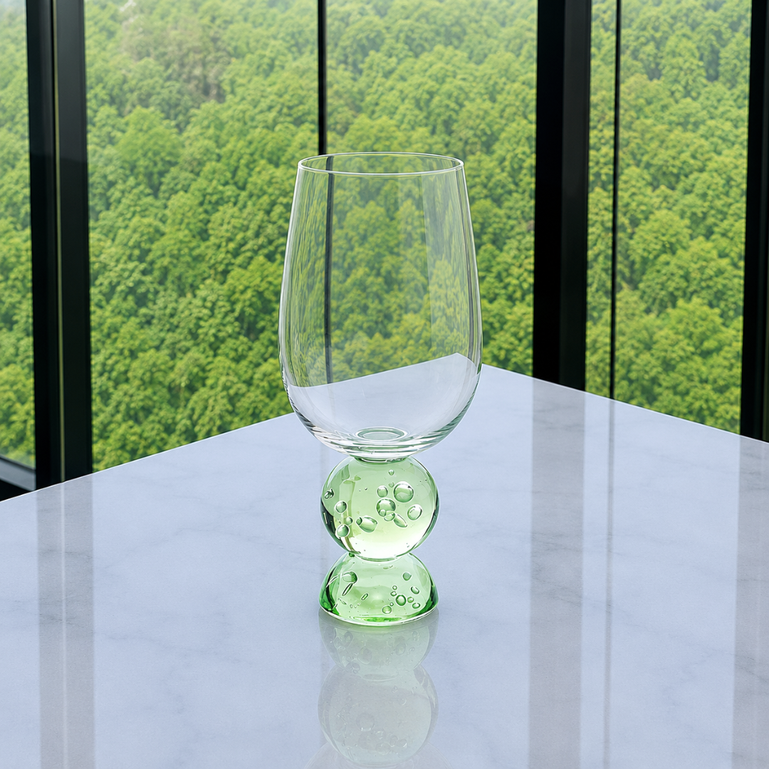 Taça Base Esferas Verde e Transparente 500ml 
