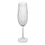 Detalhe do padrão óptico na taça para champanhe cristal 270ml