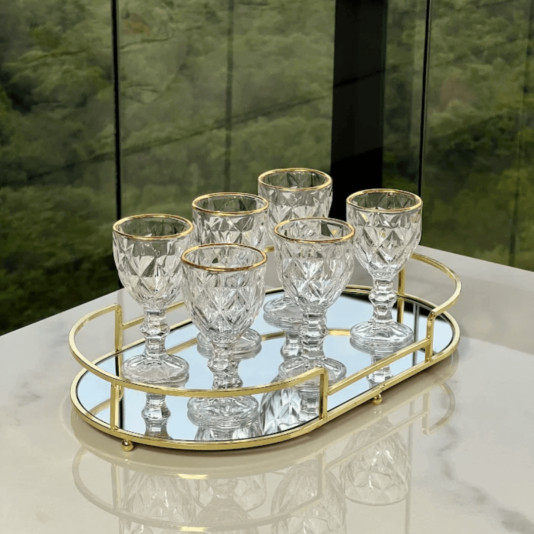 Taça de Licor em Vidro com FIo de Ouro Diamond 50ml