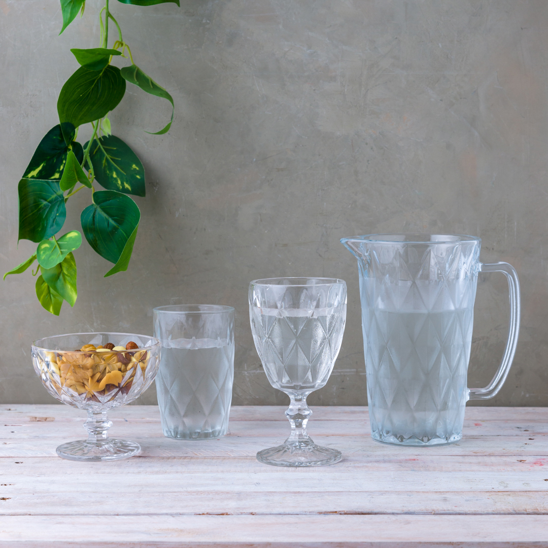 Taça Para Água De Vidro Transparente Diamond - 325ml