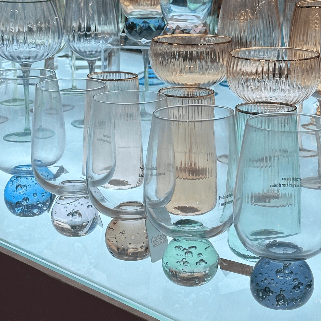 Taça Copo Transparente e Azul 540ml