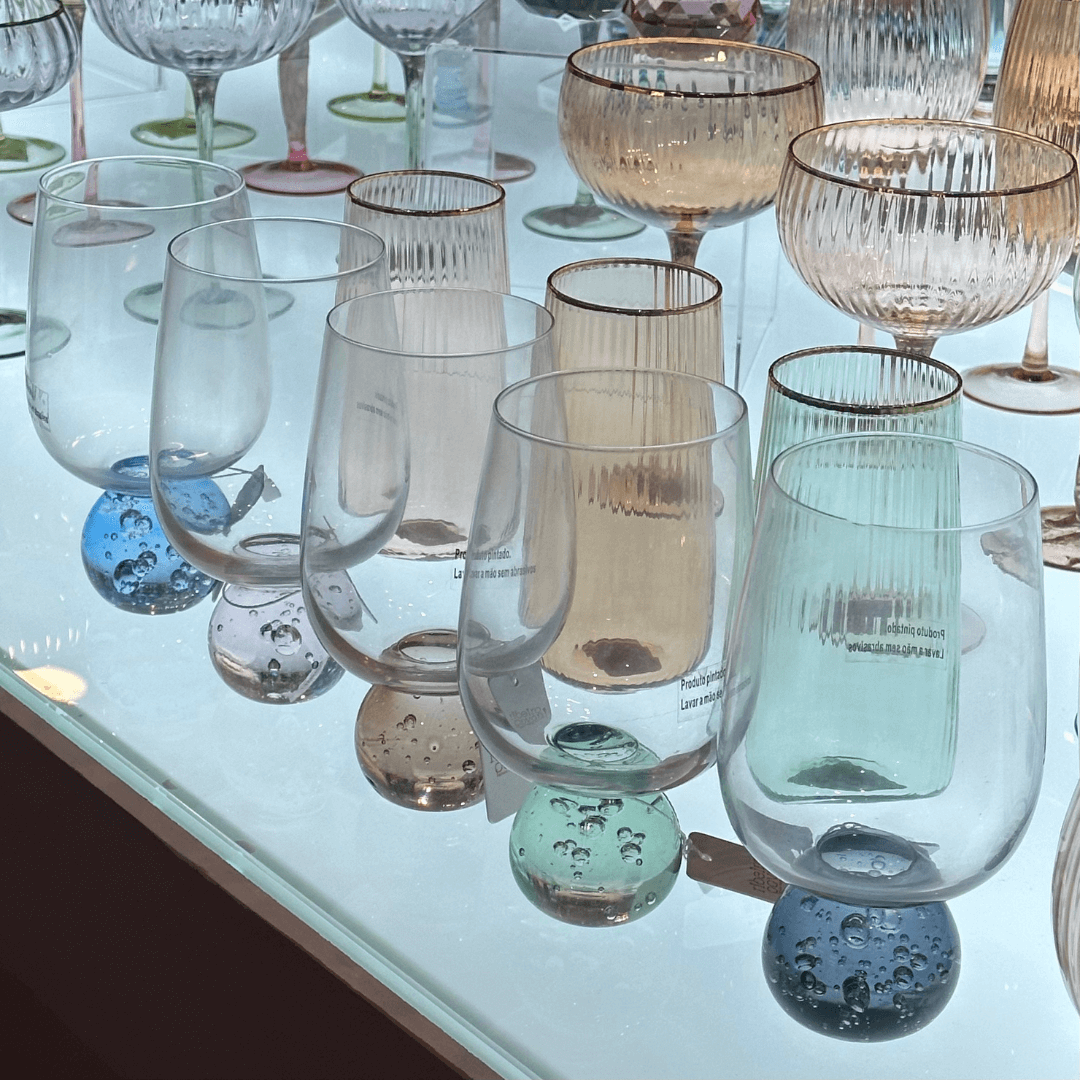 Taça Copo Transparente e Azul 540ml