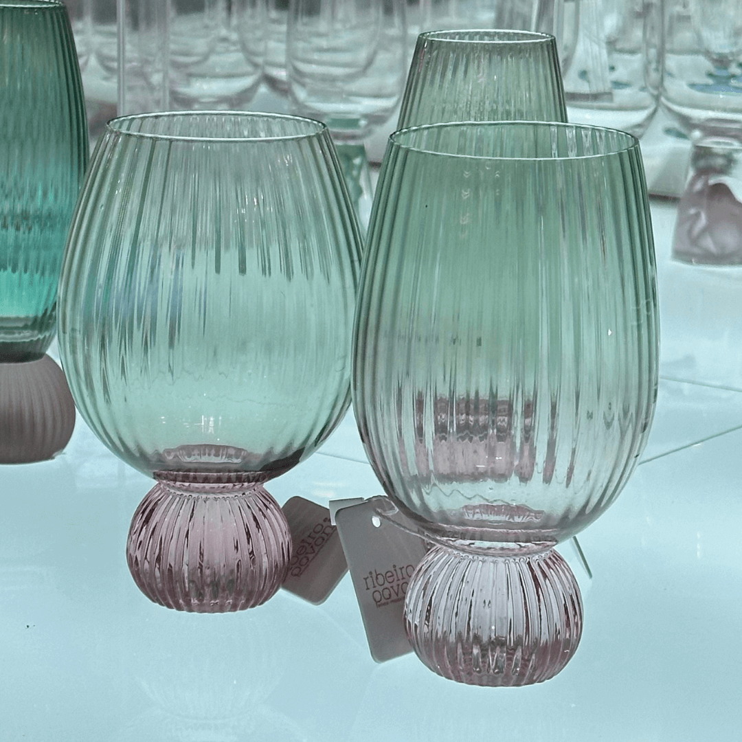 Taça Copo Colors Elegante Verde e Rosa 390ml