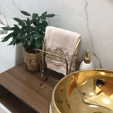 Porta Toalha De Bancada Duplo Aço Dourado