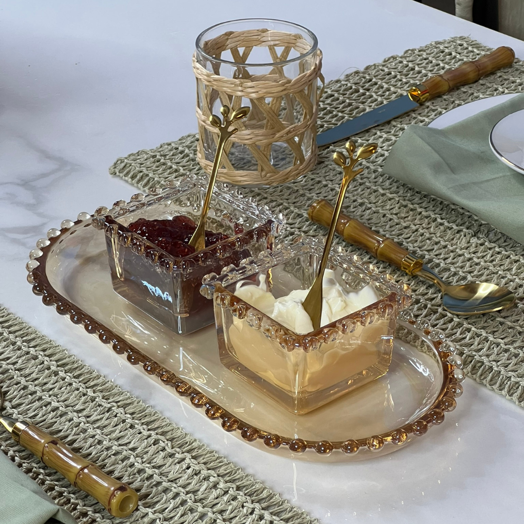 Travessa de Cristal Oval Pearl Âmbar - 30 cm