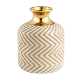 Vaso Decorativo Redondo Cinza e Dourado 15,5cm