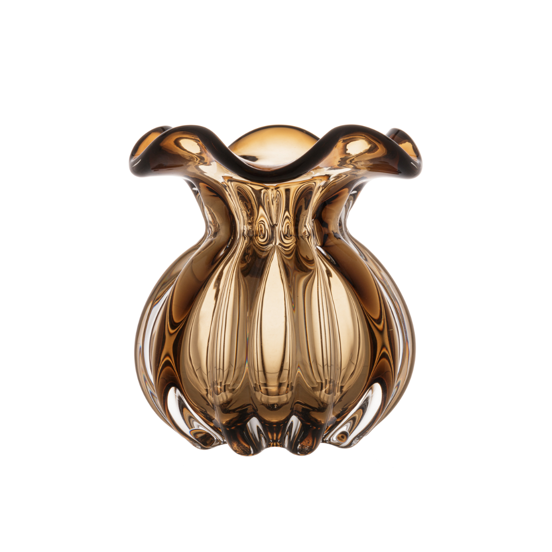 Vaso Murano Trouxinha de Vidro Italy Marrom 11 cm