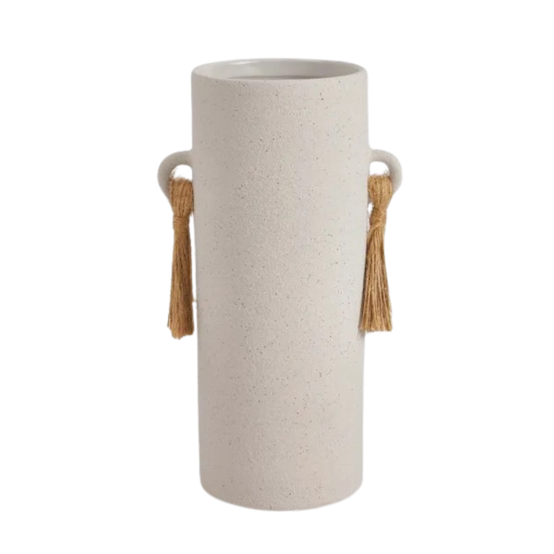 Vaso em Cerâmica com Corda Off White 26,5cm