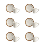 Jogo 6 Xícaras de Café Bege com Filete Amassada