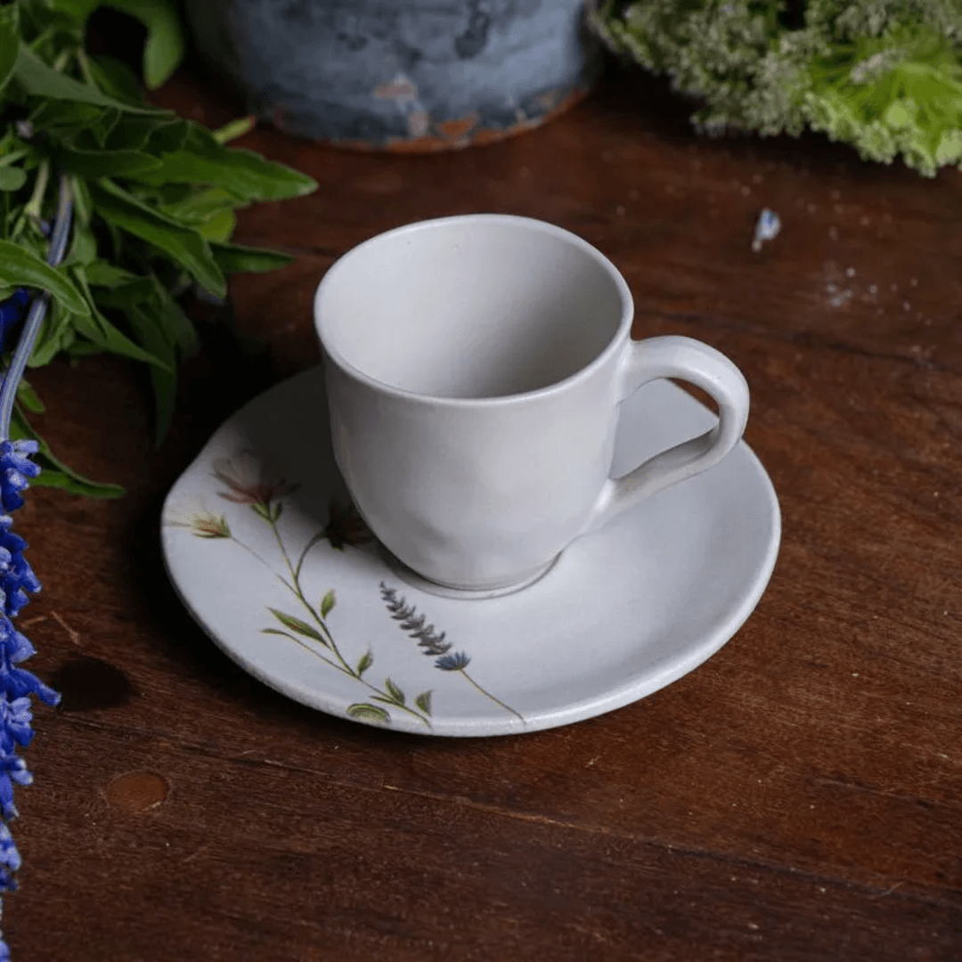 Jogo 6 Xícaras de Café com Pires Lavanda 120ml