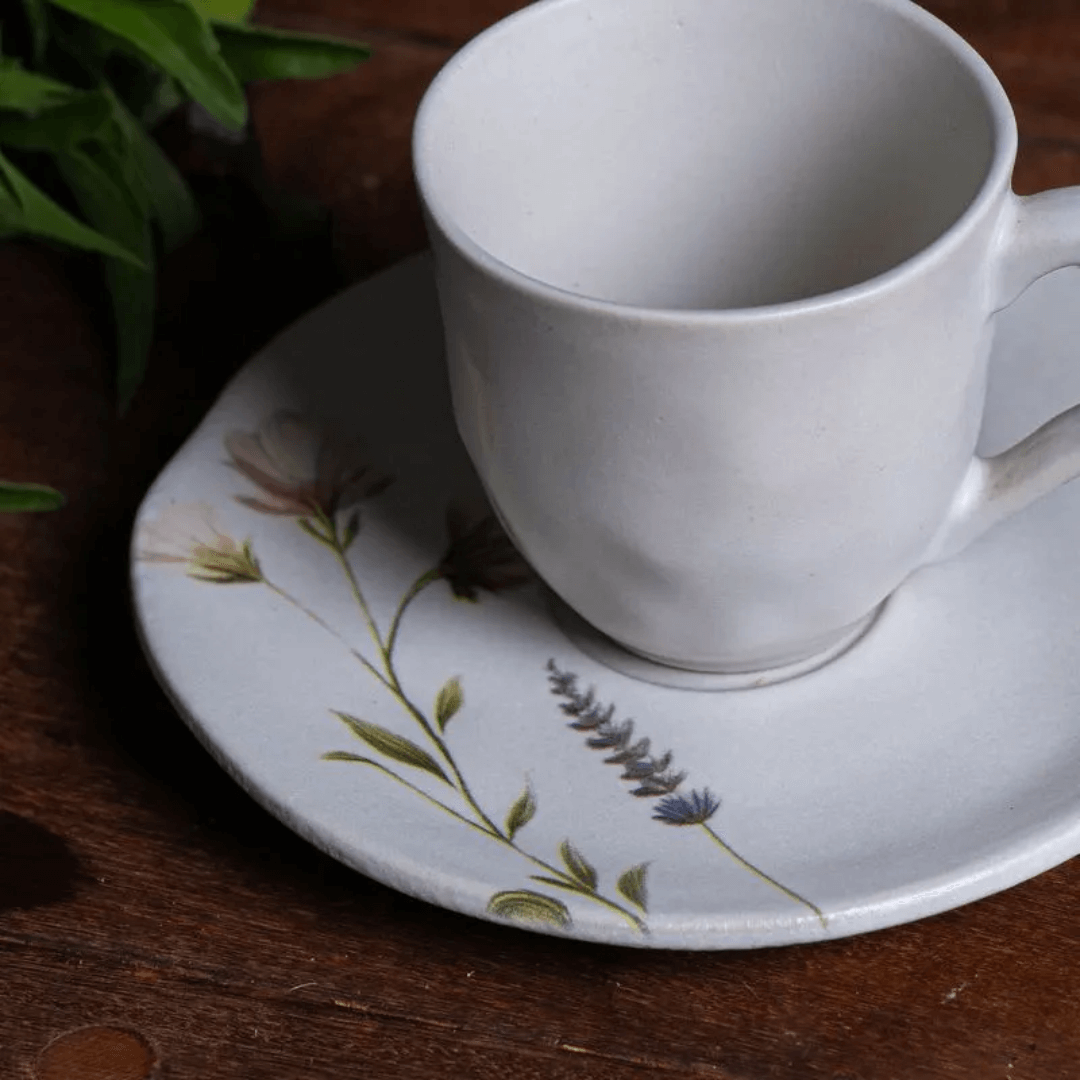 Jogo 6 Xícaras de Café com Pires Lavanda 120ml