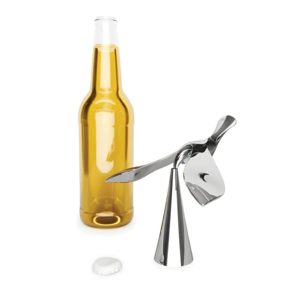 Abridor De Garrafas Drinking Buddy Titanium Pássaro Cromado - Ela Decora