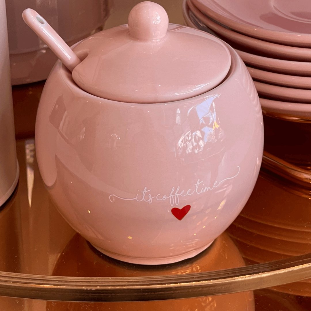 Açucareiro de Porcelana L'amour Rosa 350ml - Ela Decora
