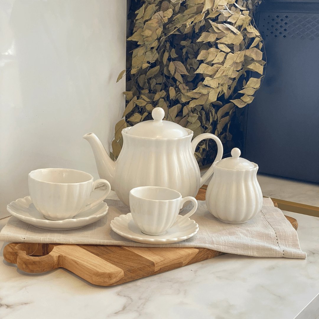 Açucareiro de Porcelana Petala Branco - Ela Decora