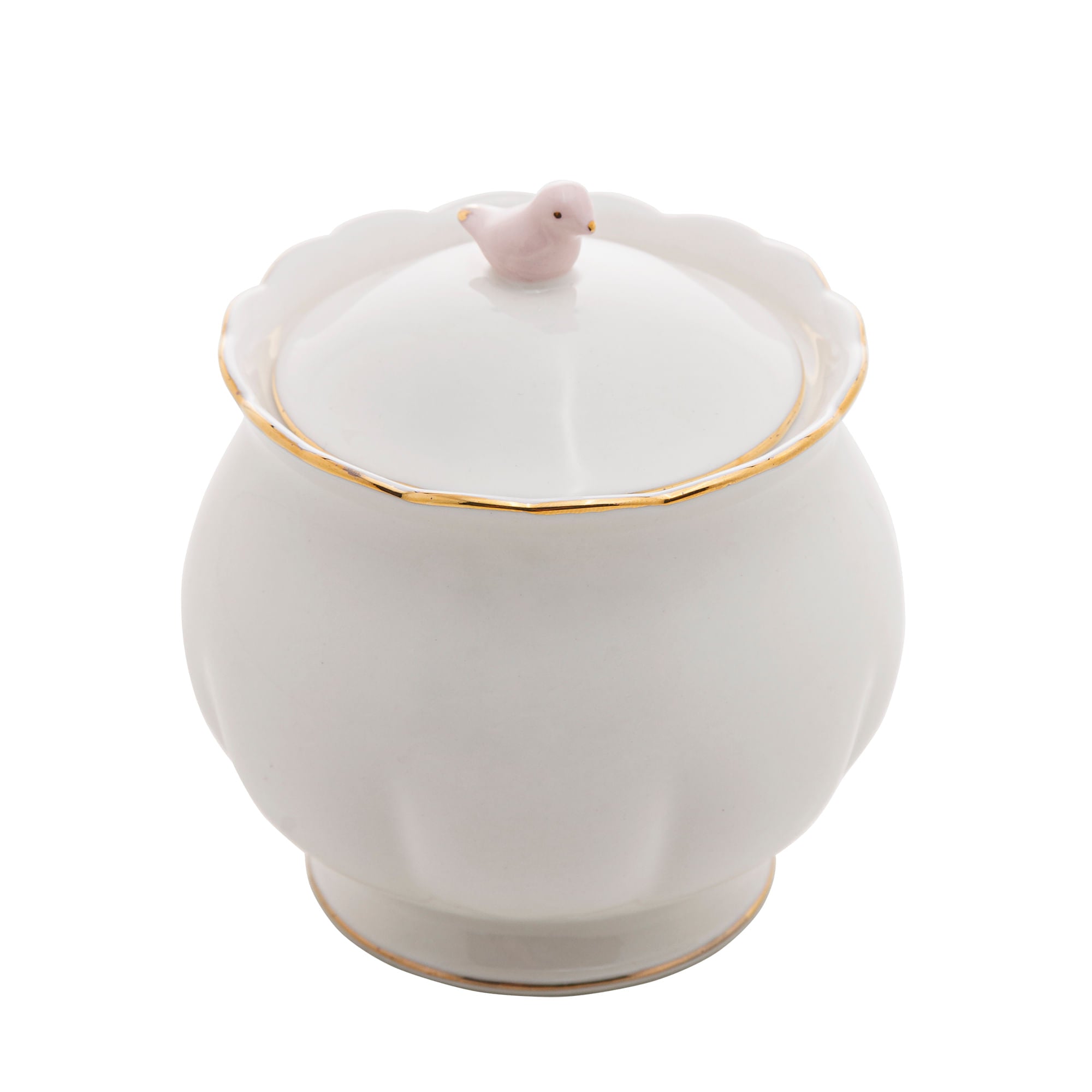 Açucareiro em Porcelana Birds Branco 300ml - Ela Decora
