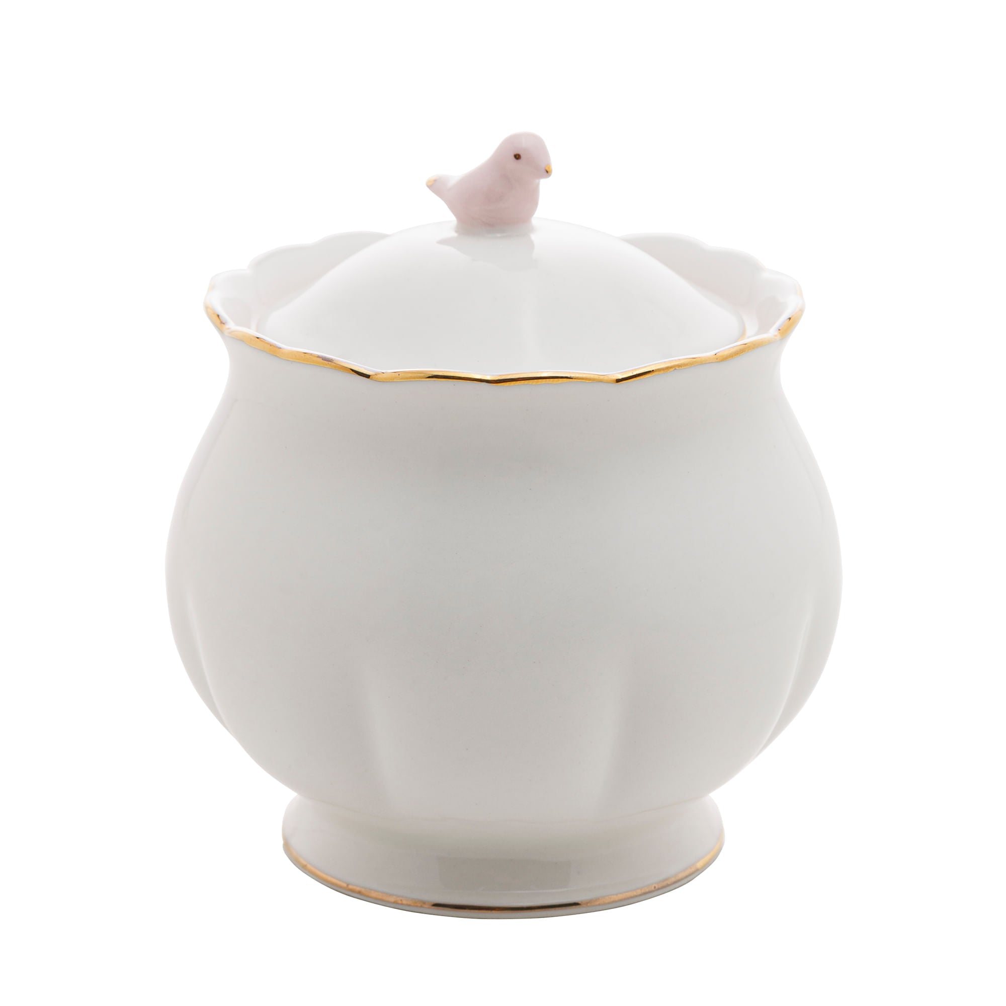 Açucareiro em Porcelana Birds Branco 300ml - Ela Decora
