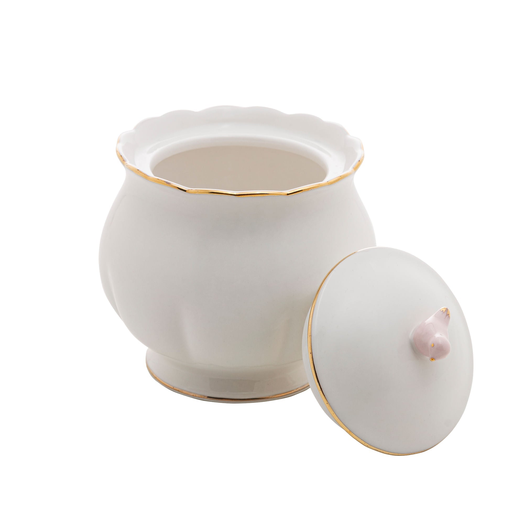 Açucareiro em Porcelana Birds Branco 300ml - Ela Decora