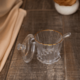 Açucareiro Radial em Cristal com Colher Fio de Ouro 210ml - Ela Decora