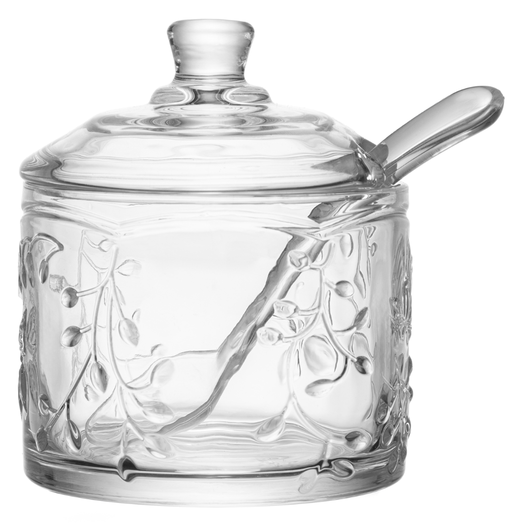 Açucareiro com Colher de Cristal New Butterfly 10,5cm