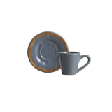 Jogo 6 Xicaras de Café com Pires Azul Filete Amassada 100ml