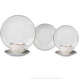 Aparelho de Jantar 42 Peças em Porcelana com Filete Prata - Ela Decora