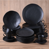Aparelho de Jantar Orgânico Preto Matte 30 Peças - Ela Decora