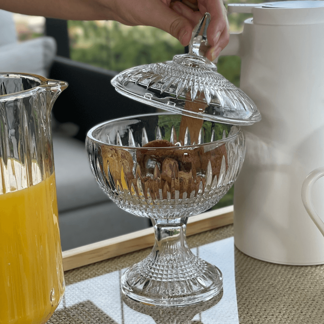 Potiche Bomboniere em Cristal de Chumbo com Pé 18cm Queen