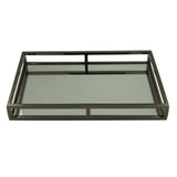 Bandeja Aço Inox com Espelho Preta Ônix - 41 cm - Ela Decora
