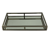 Bandeja Aço Inox com Espelho Preta Ônix - 41 cm - Ela Decora