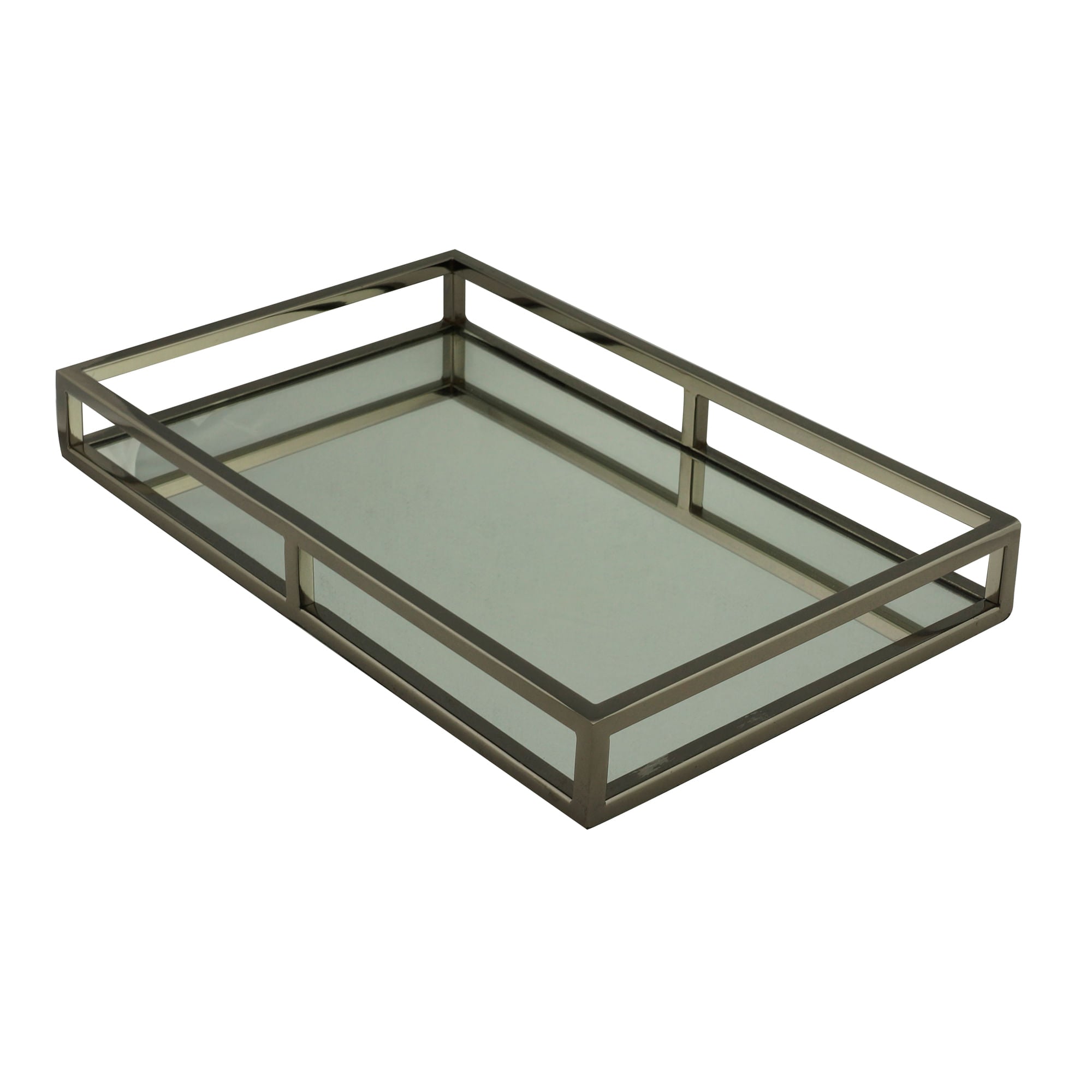 Bandeja Aço Inox com Espelho Preta Ônix - 41 cm - Ela Decora