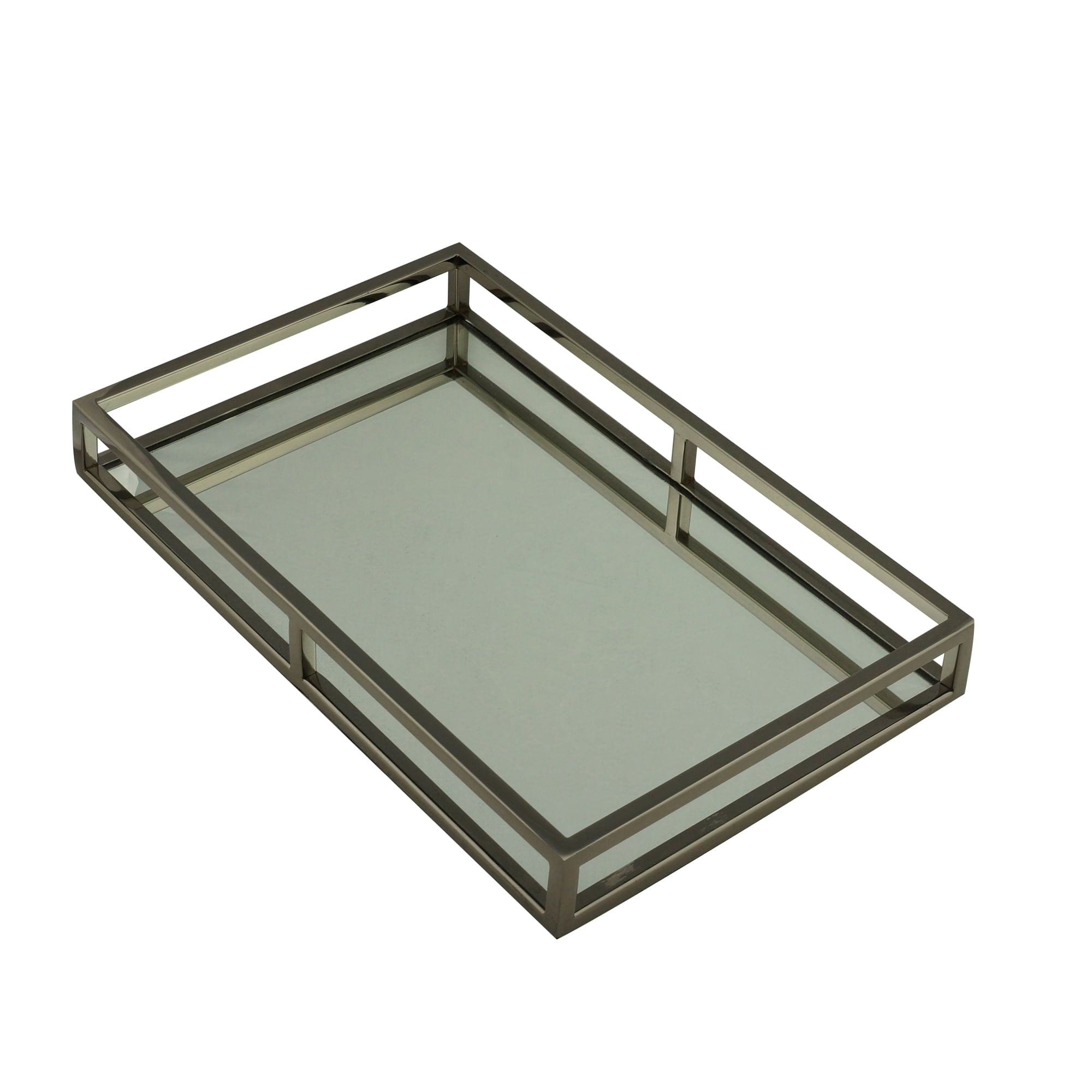 Bandeja Aço Inox com Espelho Preta Ônix - 41 cm - Ela Decora