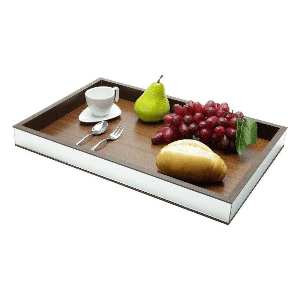 Bandeja de Madeira com Acabamento Espelhado Retangular - 45 cm - Ela Decora