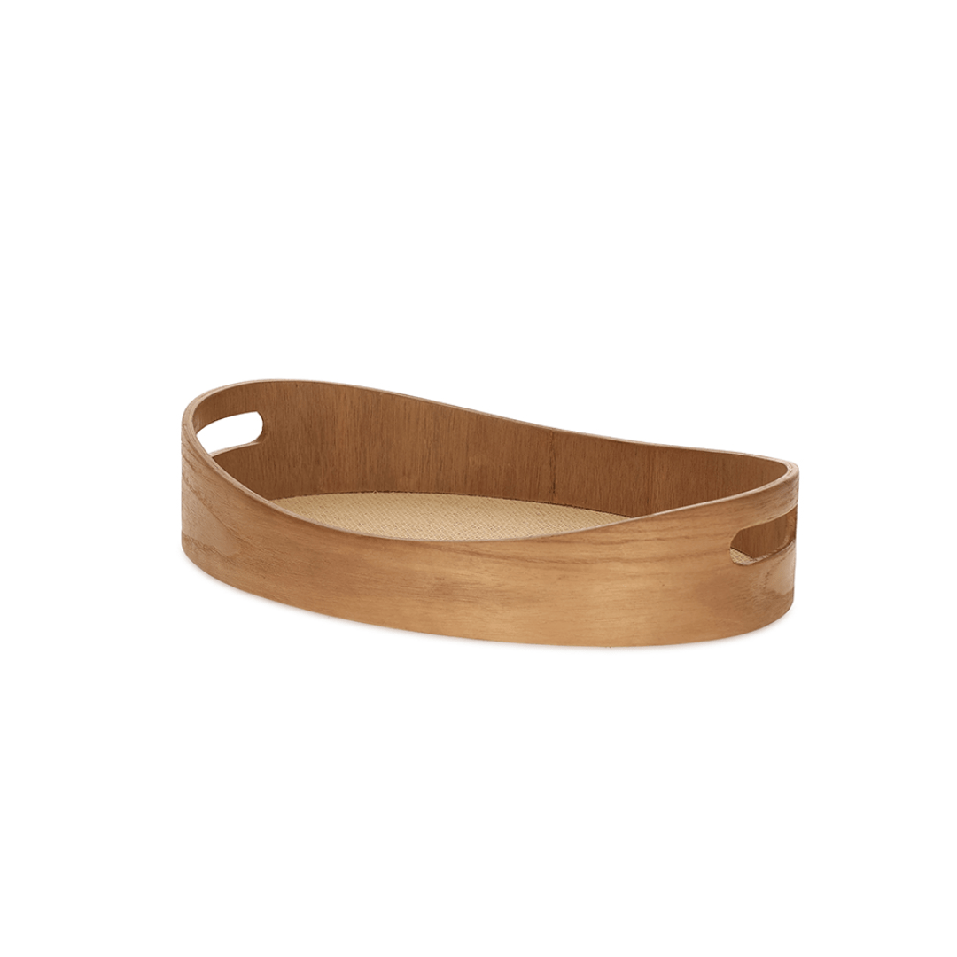 Bandeja de Madeira com Fibra Natural 40,5cm - Ela Decora
