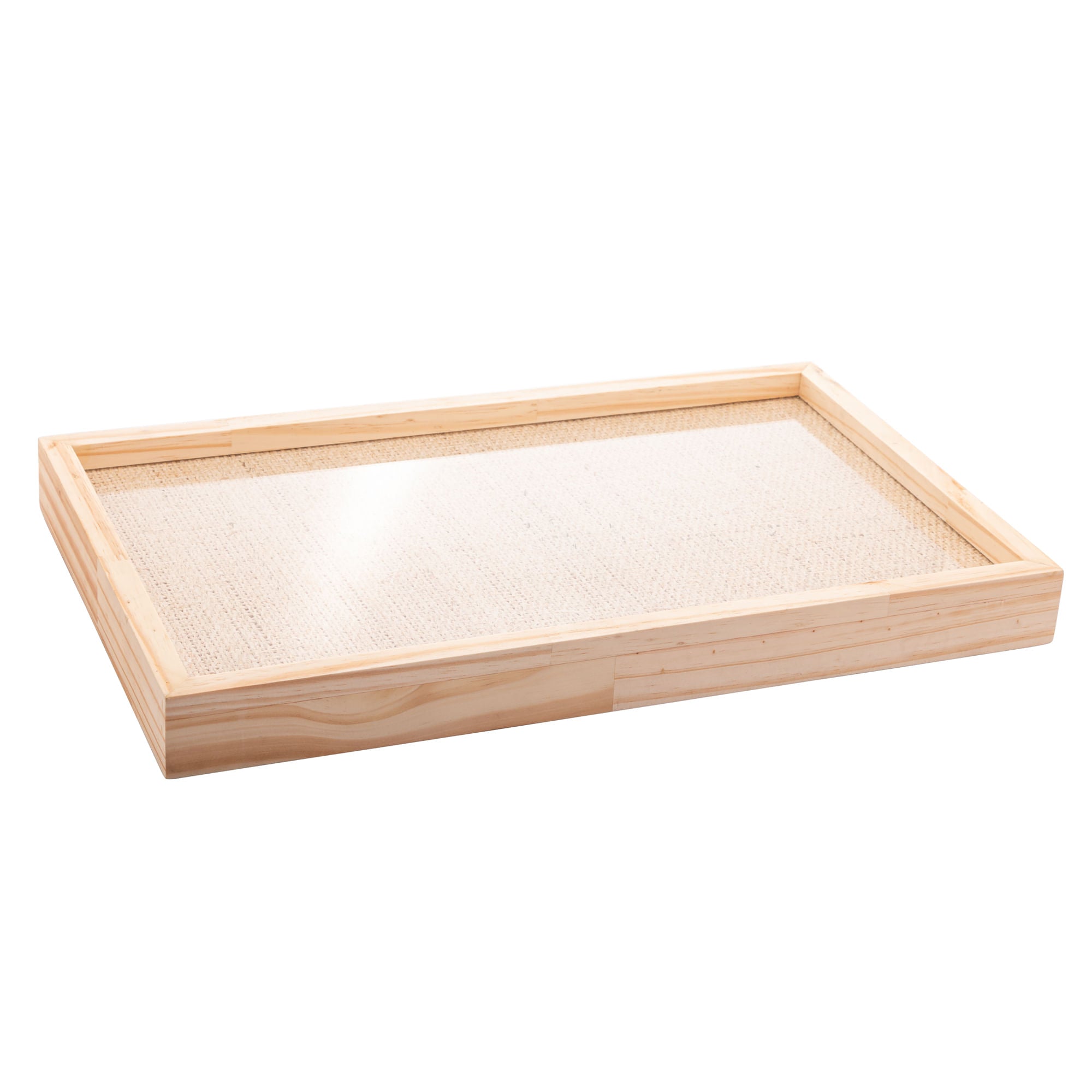 Bandeja de Madeira com Sisal Pinus 62cm - Ela Decora