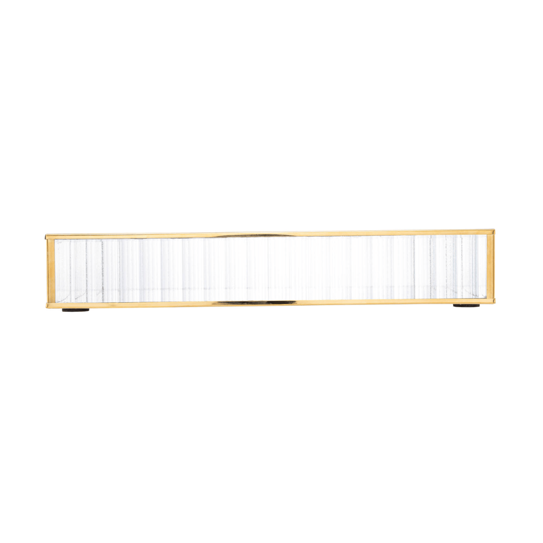 Bandeja de Metal Dourada com Espelho 30cm - Ela Decora