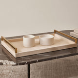 Bandeja Decorativa em MDF e PU Bege - Ela Decora