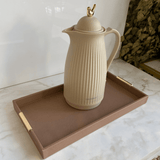 Bandeja Decorativa em MDF e PU Marrom G 40cm - Ela Decora