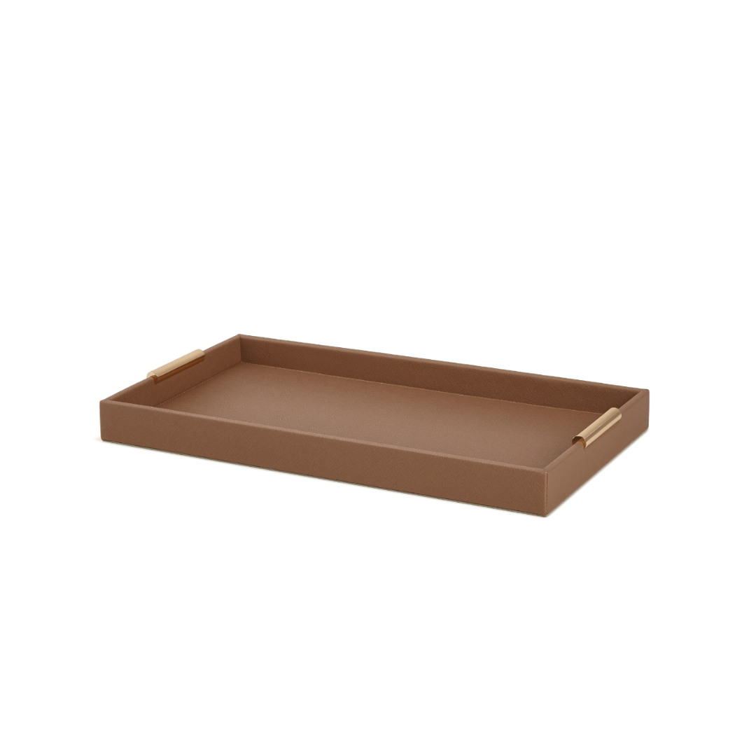 Bandeja Decorativa em MDF e PU Marrom P 33cm - Ela Decora