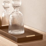 Bandeja Decorativa em MDF e PU Marrom P 33cm - Ela Decora