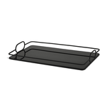 Bandeja Decorativa em Metal com Espelho Preta G 42cm - Ela Decora