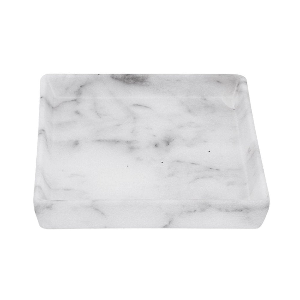 Bandeja Decorativa Quadrada Mármore Em Cerâmica - 20,5 cm - Ela Decora